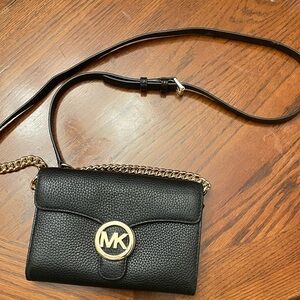 Michael Kors Black Crossbody with Gold Chain
